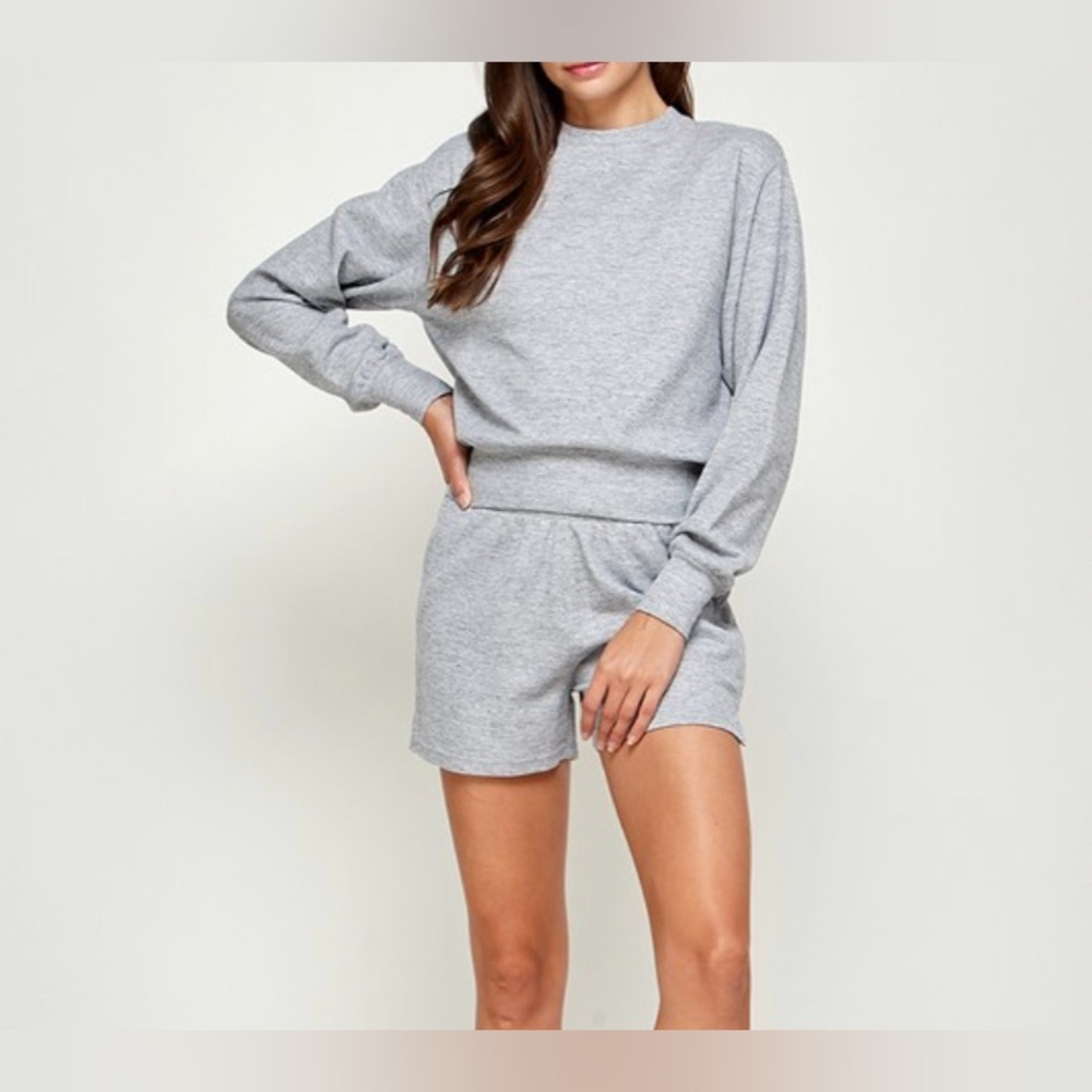 Light Grey Waffle Knit Matching Set